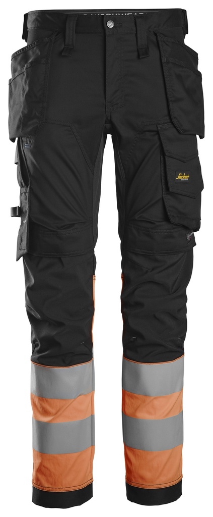 Snickers 6234- Pantalon en tissu extensible avec poches holster H.V, cl.1