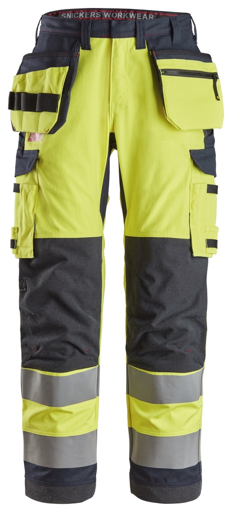 Snickers 6261 – ProtecWork, Pantalon de travail avec poches holster, haute visibilité, Classe 2