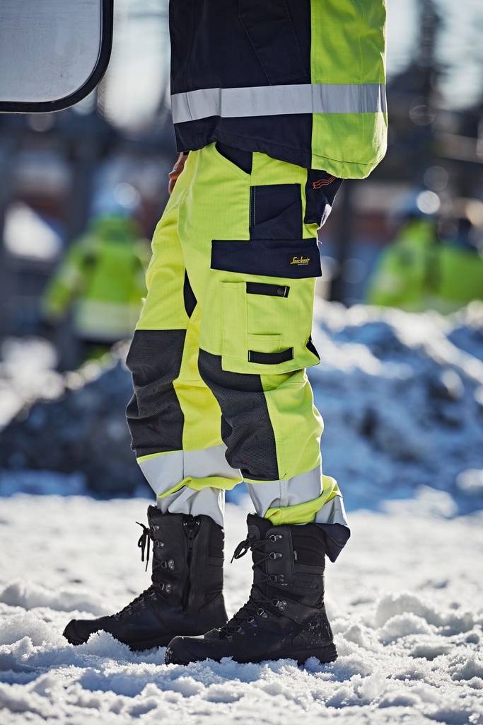 Snickers 6563 – ProtecWork, Pantalon imperméable en Shell, haute visibilité, Classe 2