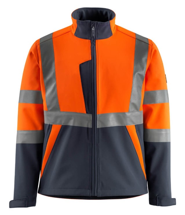 Mascot 15902- Veste Softshell HV classe 2 (S, 14010 Orange HV/Navy foncé)
