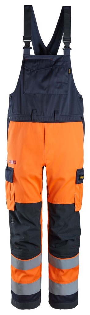 Snickers 6064 – ProtecWork, Salopette à bretelles, haute visibilité orange, Classe 2