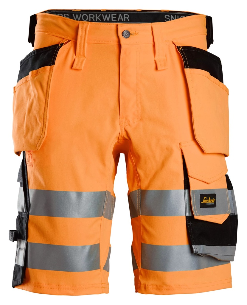Snickers 6135 – Short en tissu extensible avec poches holster haute visibilité, Classe 1