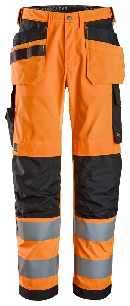 Snickers 6238 – Pantalon haute visibilité poches fourre-tout, Classe 2