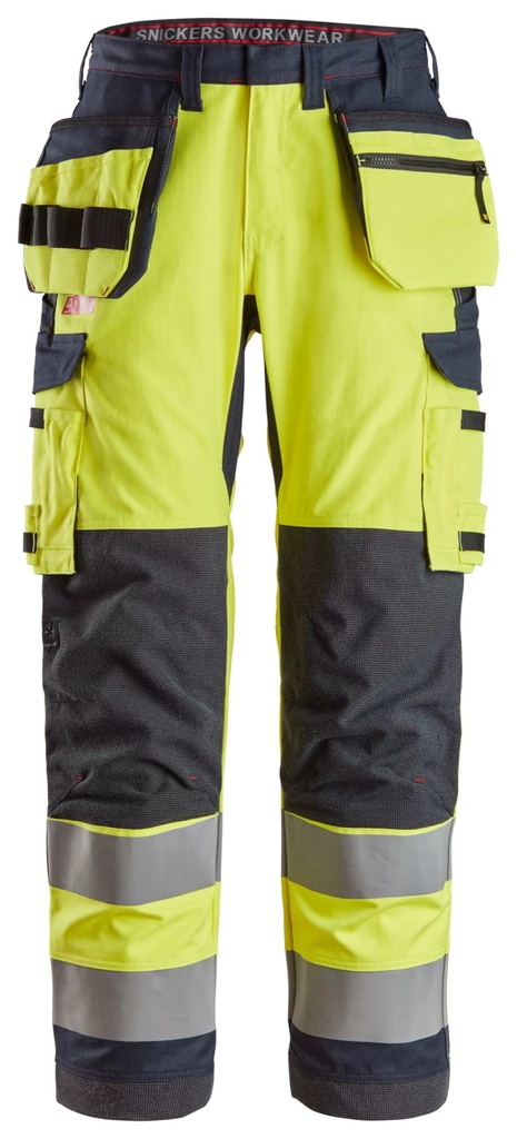 Snickers 6261 – ProtecWork, Pantalon de travail avec poches holster, haute visibilité, Classe 2