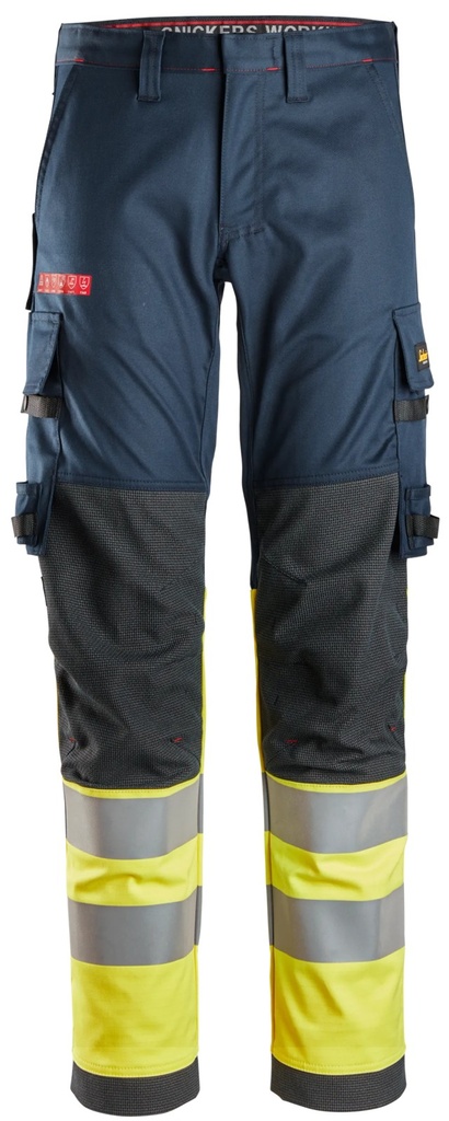 Snickers 6374 – ProtecWork, Pantalon de travail extensible, haute visibilité, Classe 1