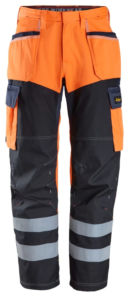 Snickers 6562 – ProtecWork, Pantalon avec avant des jambes renforcé, poches holster, haute visibilité, Classe 1