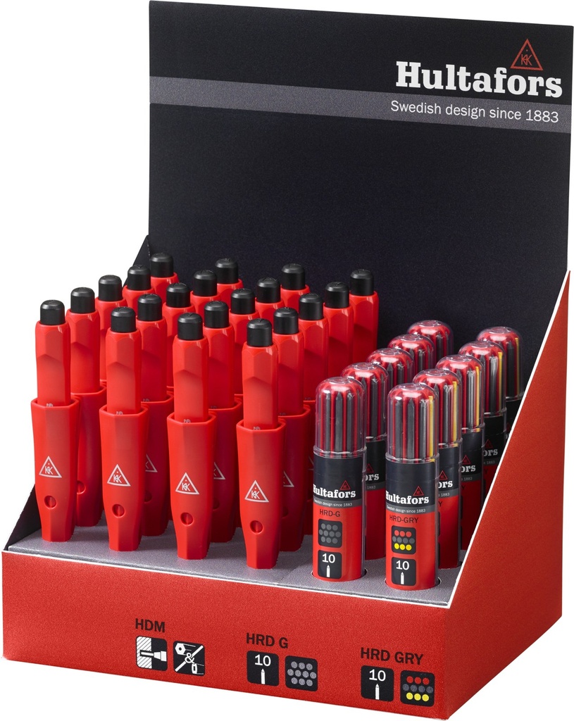 H0516 — Présentoir de marqueurs secs et recharges Hultafors