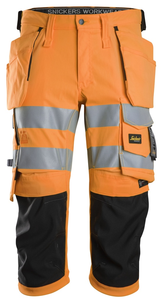 Snickers 6138 – Pantacourt en tissu extensible avec poches holster haute visibilité, Classe 1/2